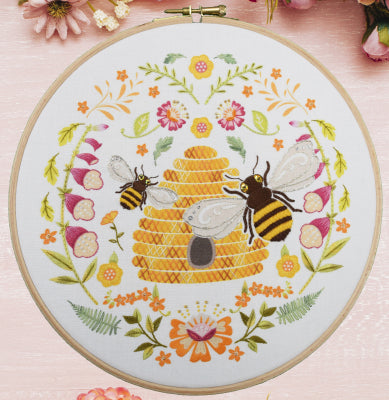 Folk Bees Embroidery Kit by Bothy Threads