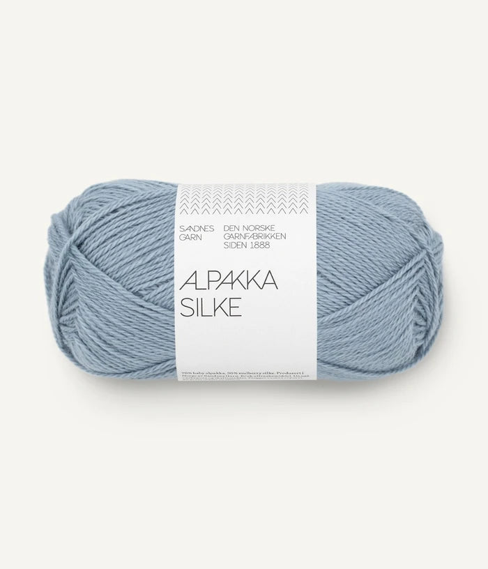 A pale blue of alpaca and silk yarn from Sandnes Garn