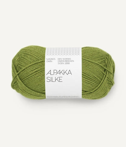 A matcha ball of alpaca and silk yarn from Sandnes Garn