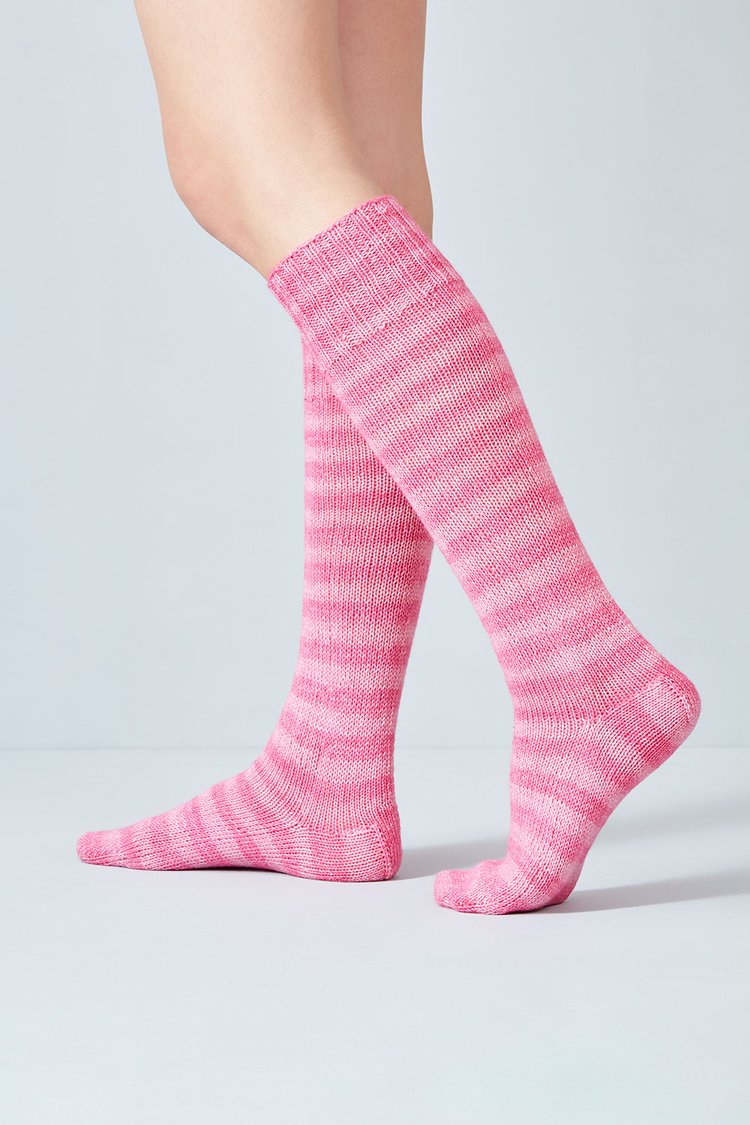Merino and nylon knit pink stripe socks from Urth
