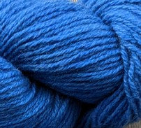 A close up of blue cashmere yarn from Nordic