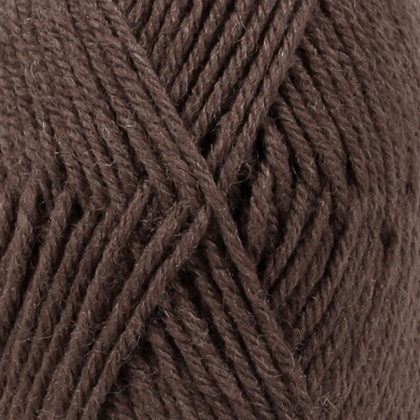 Close up of brown wool yarn from Drops