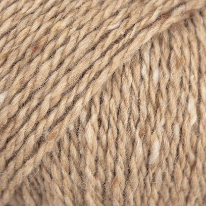 Close-up of tan wool/alpaca/viscose yarn from Drops