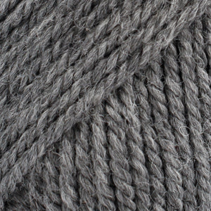 Close-up of medium grey wool and alpaca yarn from Drops
