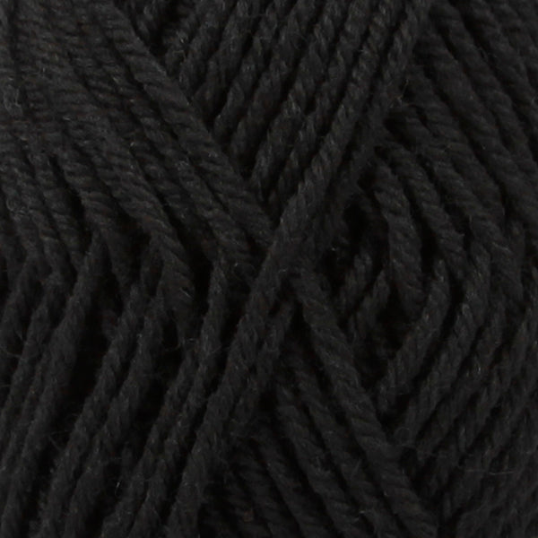 Close up of black wool yarn from Drops