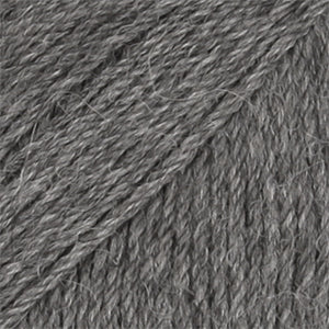 Close-up of grey wool/polyamide/ alpaca yarn from Drops