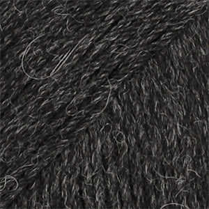 Close-up of dark grey wool/polyamide/ alpaca yarn from Drops
