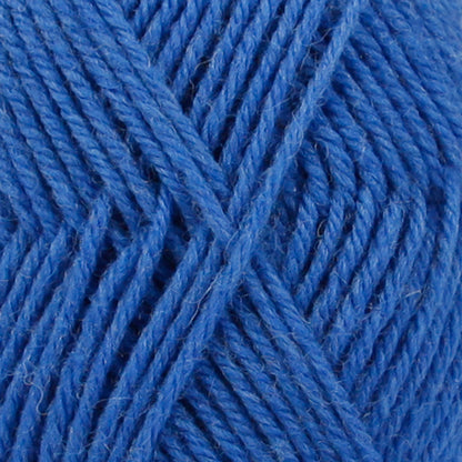 Close up of blue wool yarn from Drops