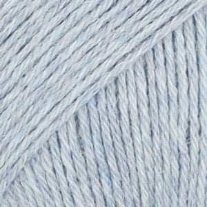 Close-up of pale blue wool/polyamide/ alpaca yarn from Drops