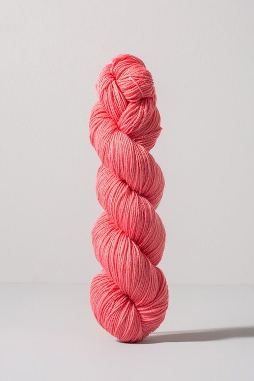 Pink skein of merino and nylon yarn from Urth