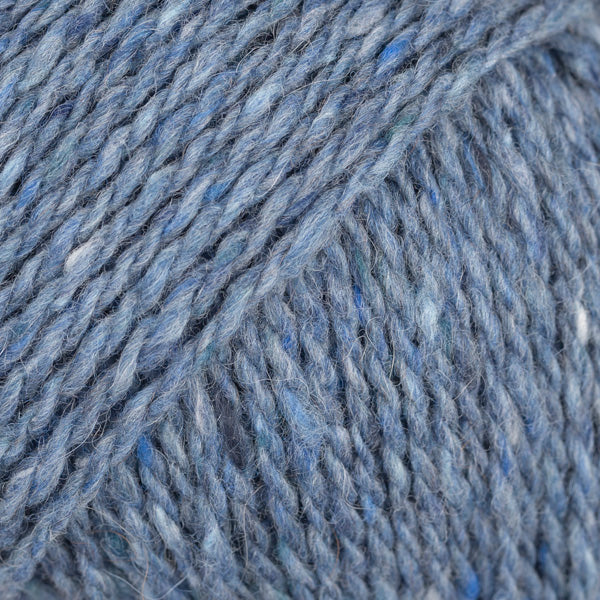 Close-up of blue wool/alpaca/viscose yarn from Drops