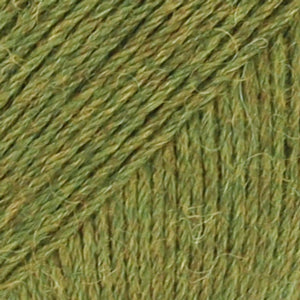 Close-up of yellow-green heathered wool/polyamide/ alpaca yarn from Drops