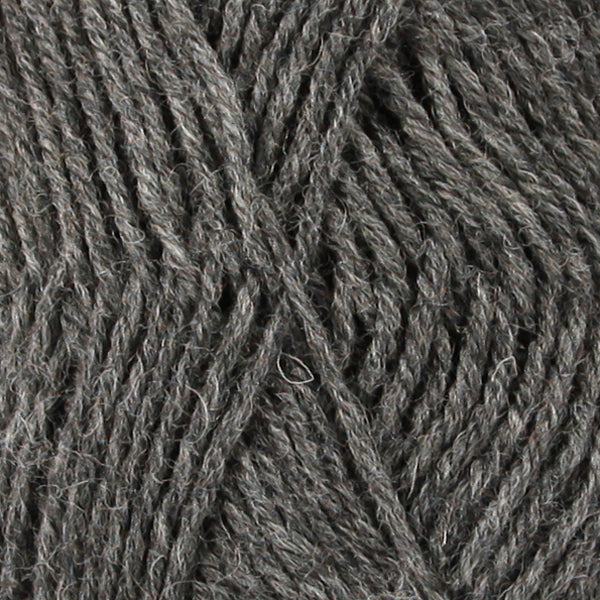 Close up of grey tonal wool yarn from Drops