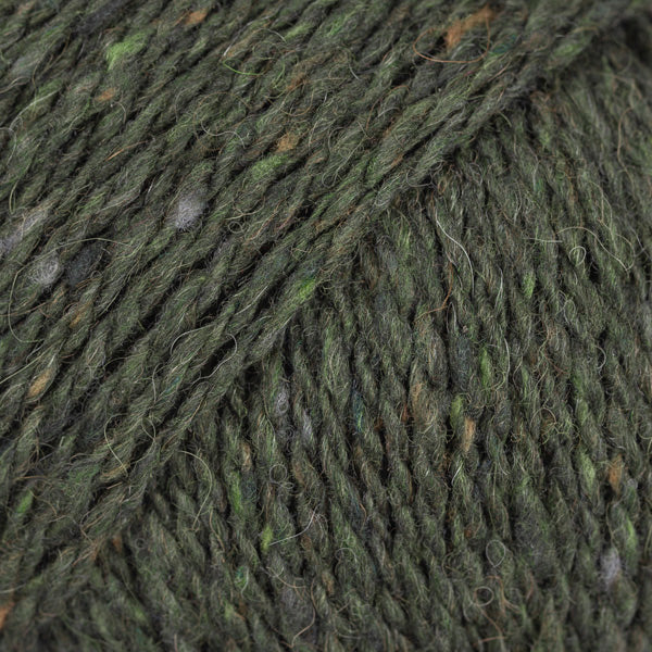 Close-up of green wool/alpaca/viscose yarn from Drops