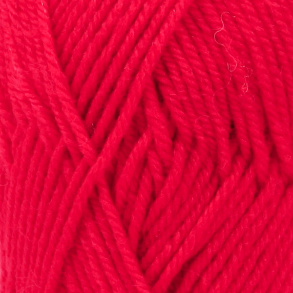 Close up of red wool yarn from Drops