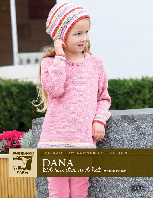 Dana Kid Sweater and Hat Pattern Leaflet for Juniper Moon Farm