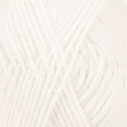 Close up of white wool yarn from Drops