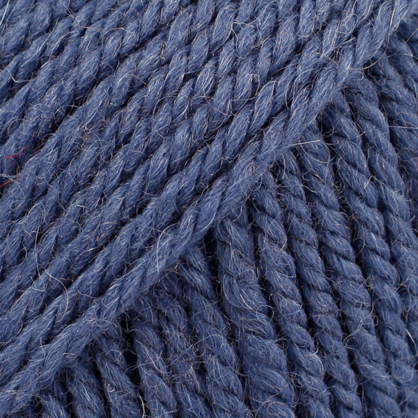 Close-up of royal blue wool and alpaca yarn from Drops