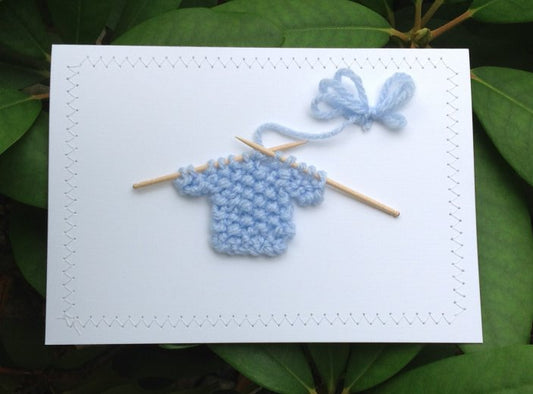 Blank Greeting Card - Baby Blue Sweater