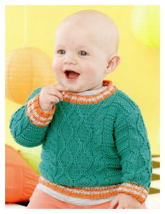 Sirdar Book 495 - Playful Little Tots - Design 4627 Cabled Pullover with Round Neck