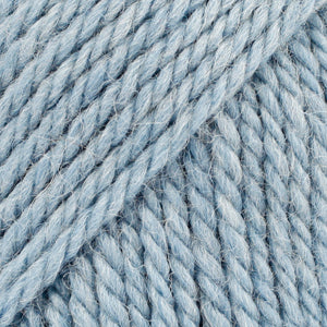 Close-up of light blue wool and alpaca yarn from Drops