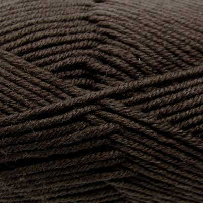 A skein of Estelle Superwash Merino DK wool yarn in Chocolate brown color.