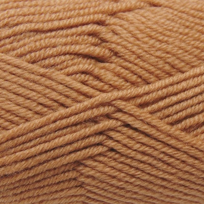 A skein of Estelle Superwash Merino DK  wool yarn in Gingerbread brown colour.