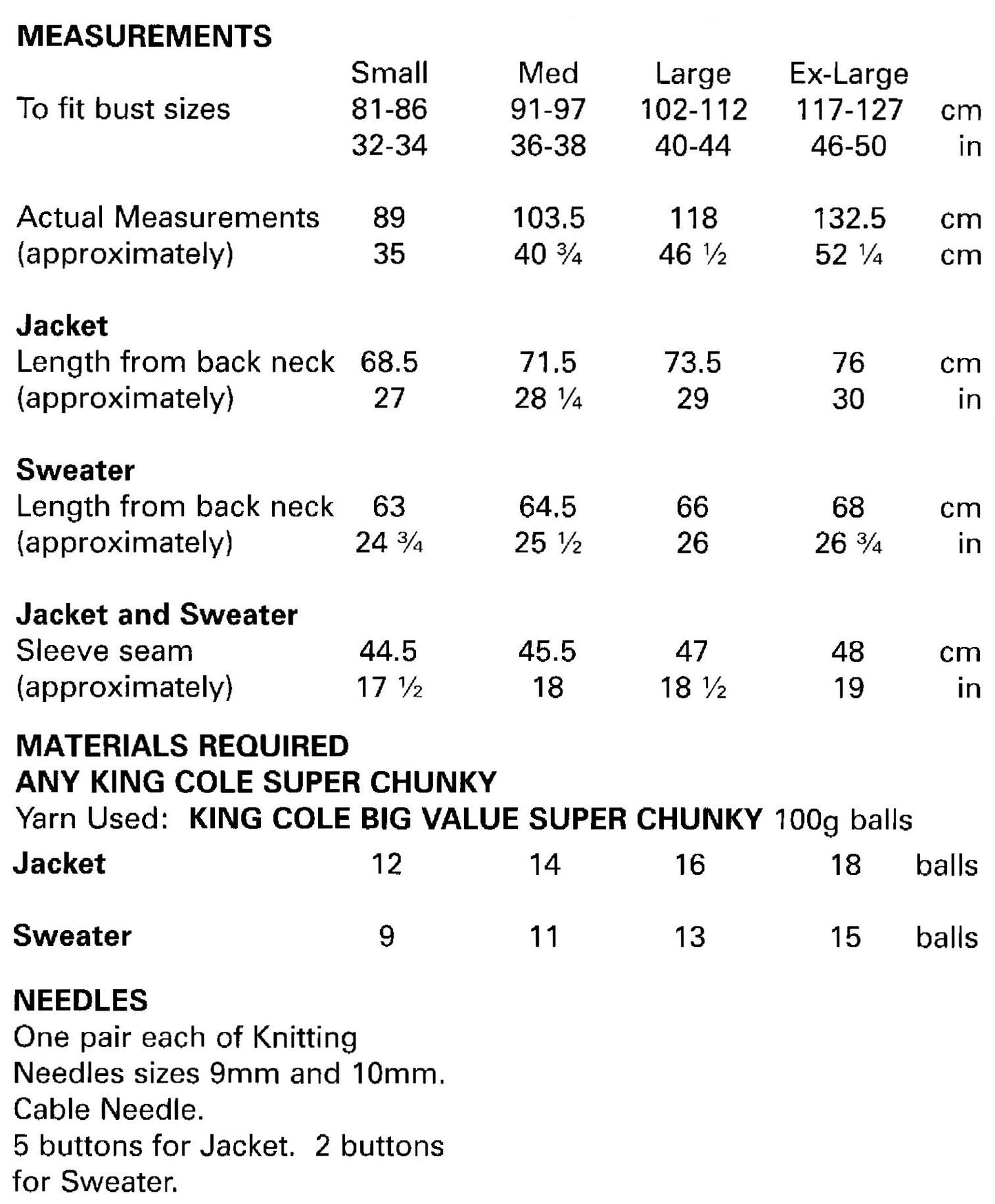 King Cole Big Value Chunky Leaflet 4874- Jacket and Sweater