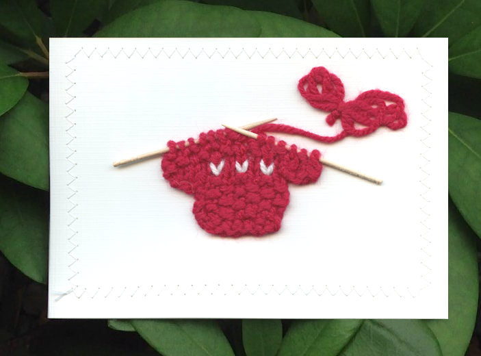 Blank Greeting Card - Red Sweater with White Hearts