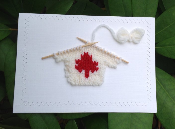Blank Greeting Card - Red Maple Leaf Sweater