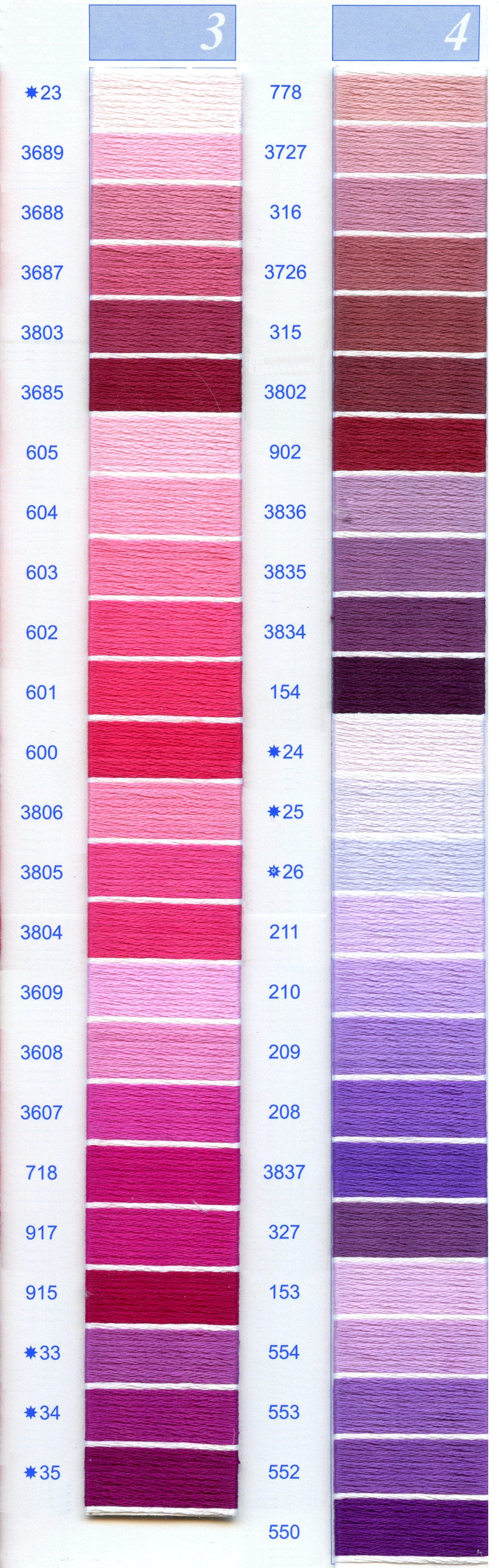 DMC Embroidery Floss Chart - Columns 3 & 4 – Wool-Tyme