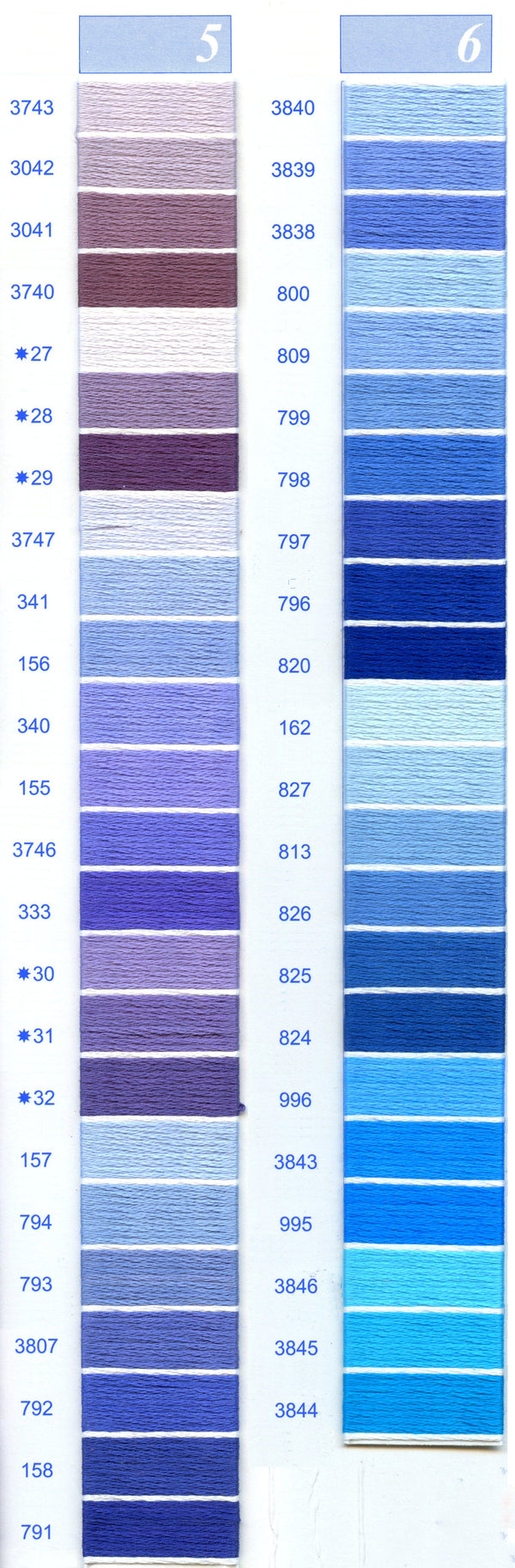 DMC Embroidery Floss Chart - Columns 5 & 6 – Wool-Tyme