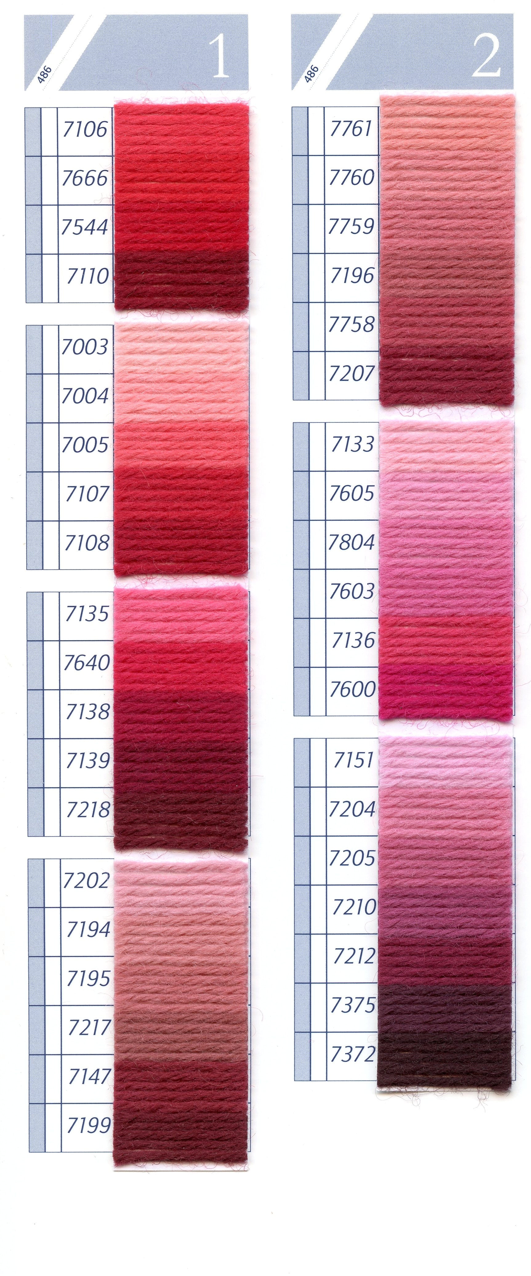 DMC Tapestry Wool Colour Chart - Columns 1 & 2