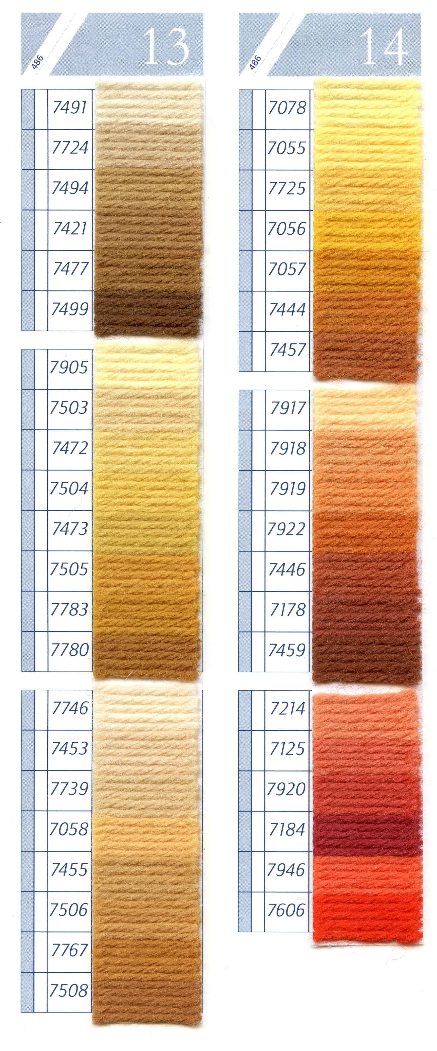 DMC Tapestry Wool Chart - Columns 13 & 14