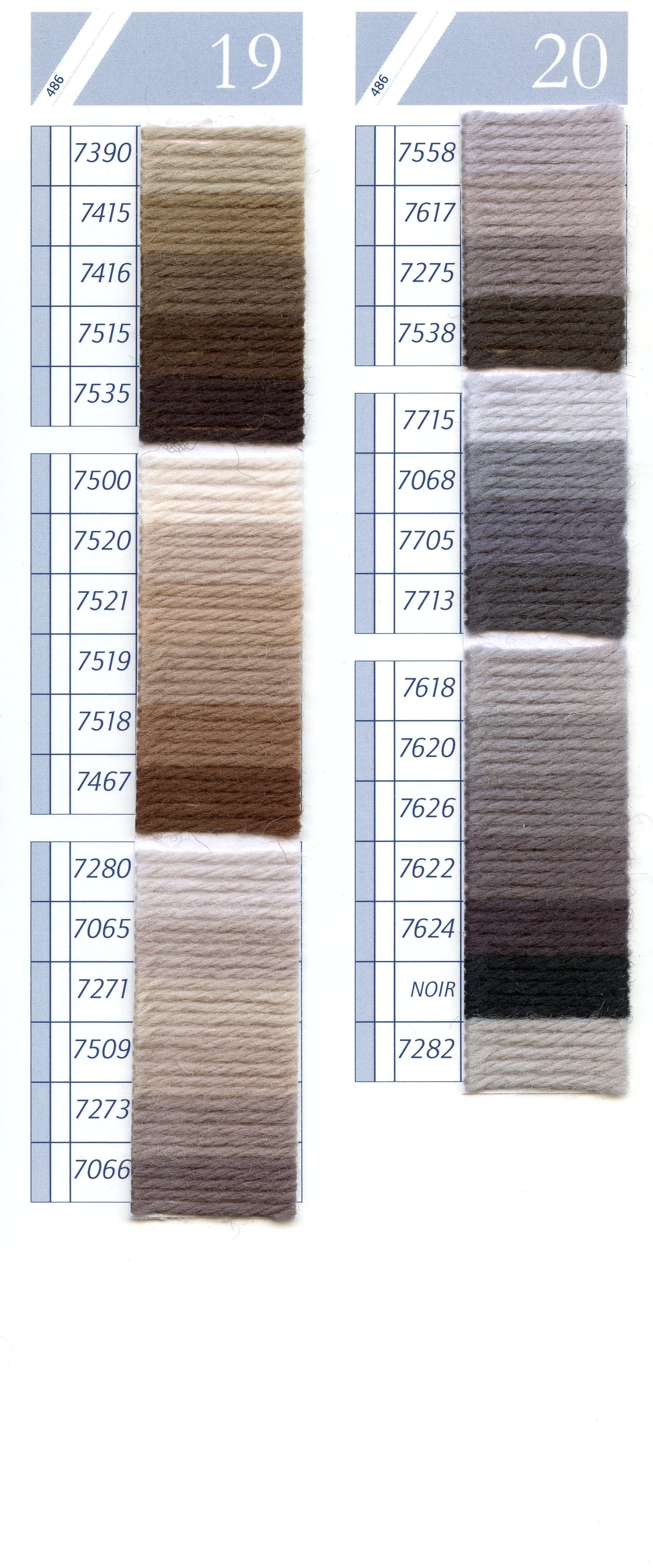DMC Tapestry Wool Chart - Columns 19 & 20