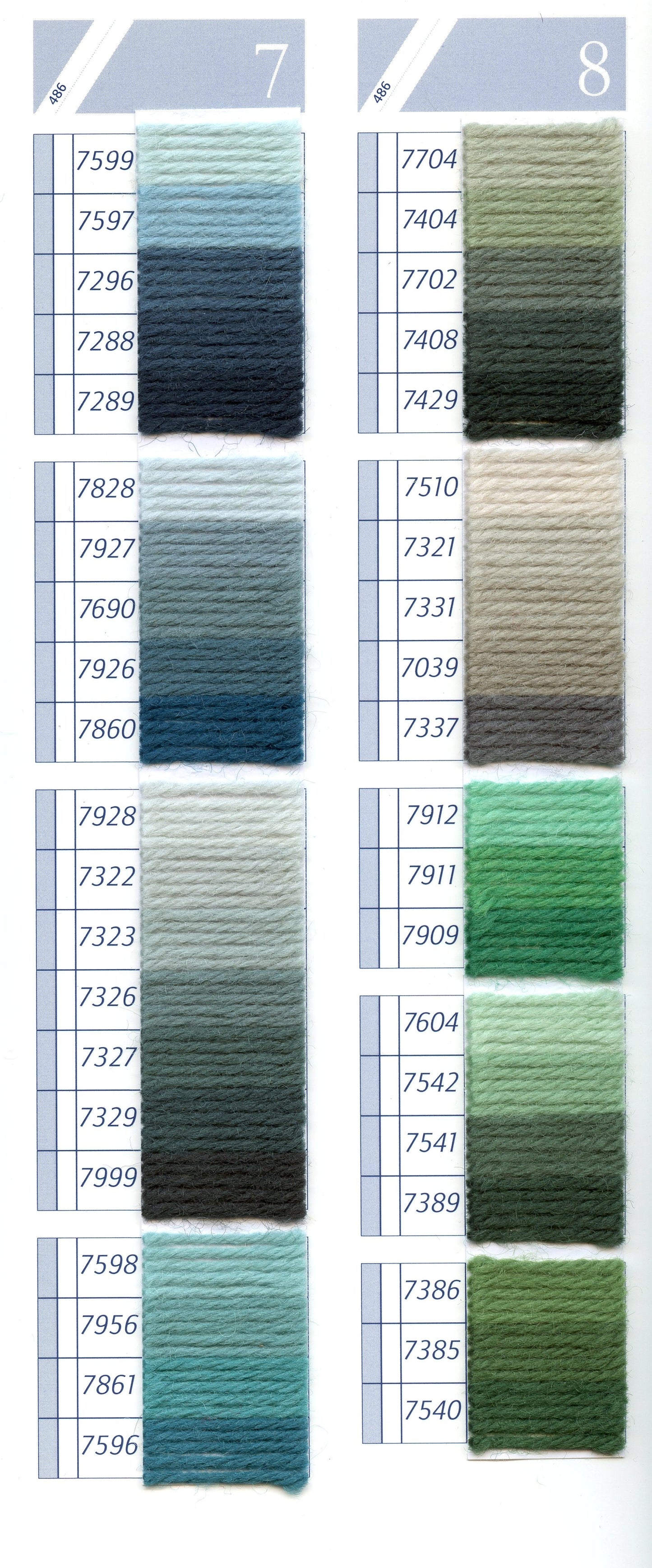 DMC Tapestry Wool Chart - Columns 7 & 8