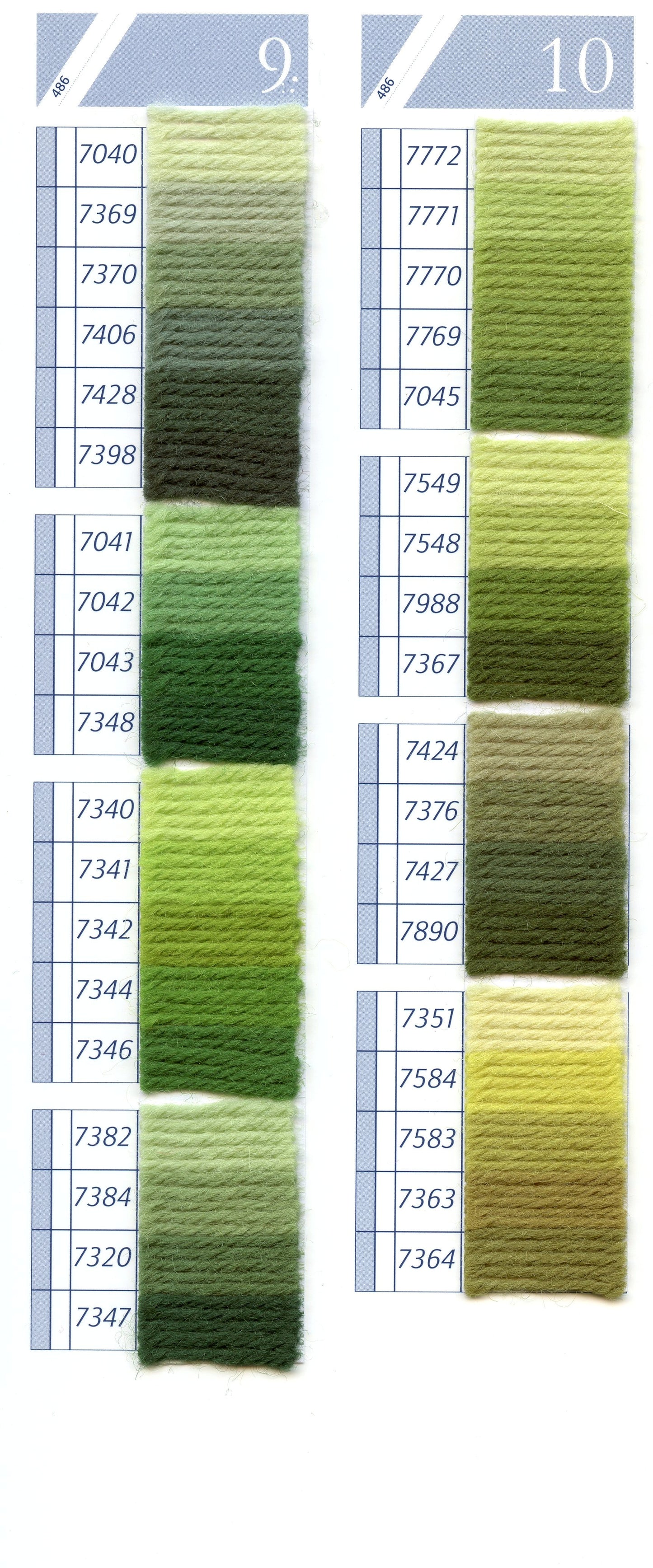 DMC Tapestry Wool Chart - Columns 9 & 10