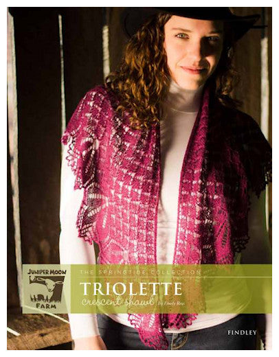 Triolette Crescent Shawl Pattern Leaflet by Emily Ross for Juniper Moon Farm