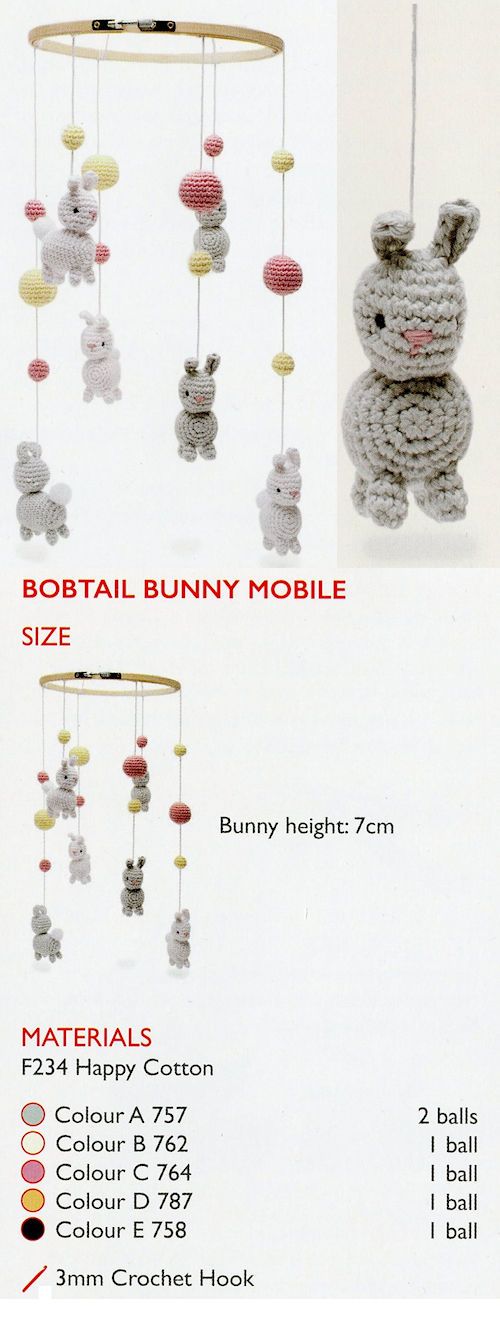 Sirdar Happy Cotton Book 10 -- Bobtail Bunny Mobile