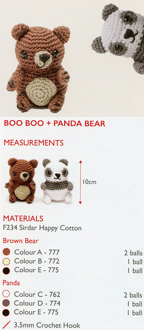 Sirdar Happy Cotton Book 2 - Boo Boo & Panda Bear