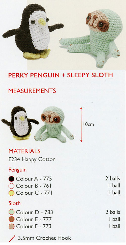 Sirdar Happy Cotton Book 2 - Perky Penguin & Sleepy Sloth
