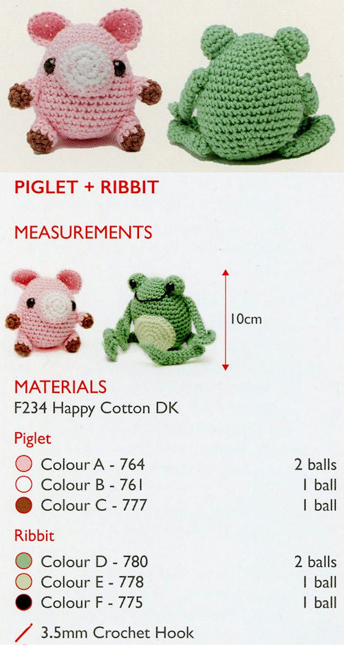 Sirdar Happy Cotton Book 2 - Piglet & Ribbit