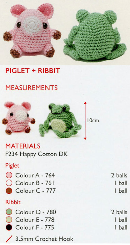 Sirdar Happy Cotton Book 2 - Piglet & Ribbit
