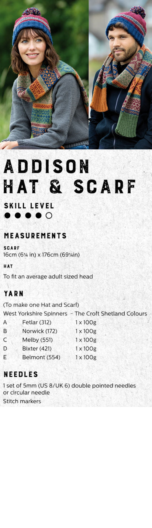 The Croft:  Shetland Colours -- Addison Hat & Scarf
