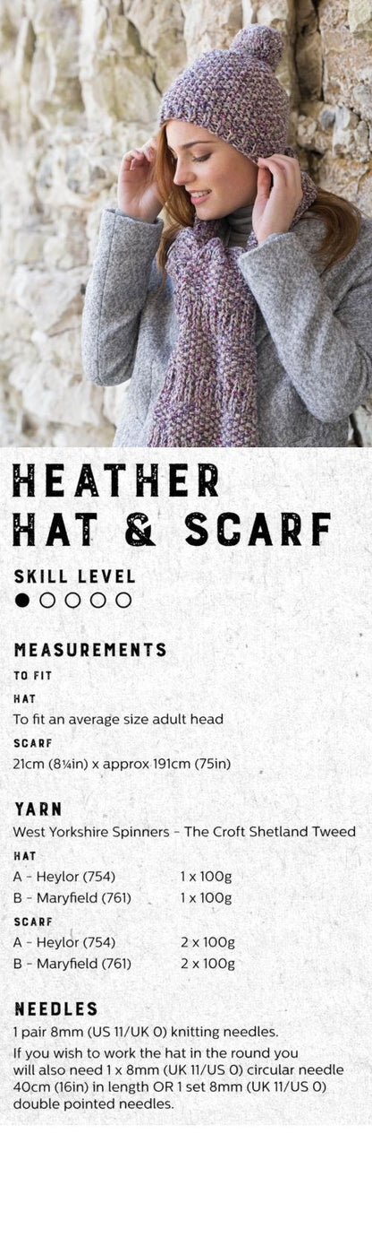 The Croft:  Shetland Tweed -- Heather Hat and Scarf