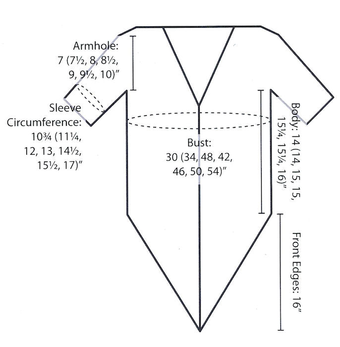 El Seyf Multi-Wrap Cardigan Pattern Leaflet by Mari Chiba for Juniper Moon Farm - Schematic